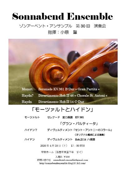 ゾンアーベントアンサンブル 第30回演奏会