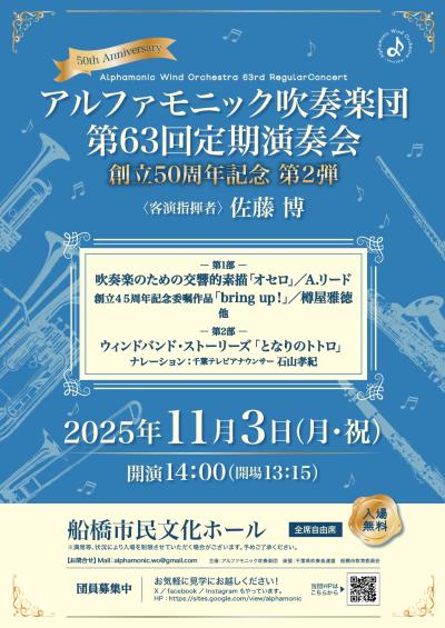 アルファモニック吹奏楽団　第63回定期演奏会
